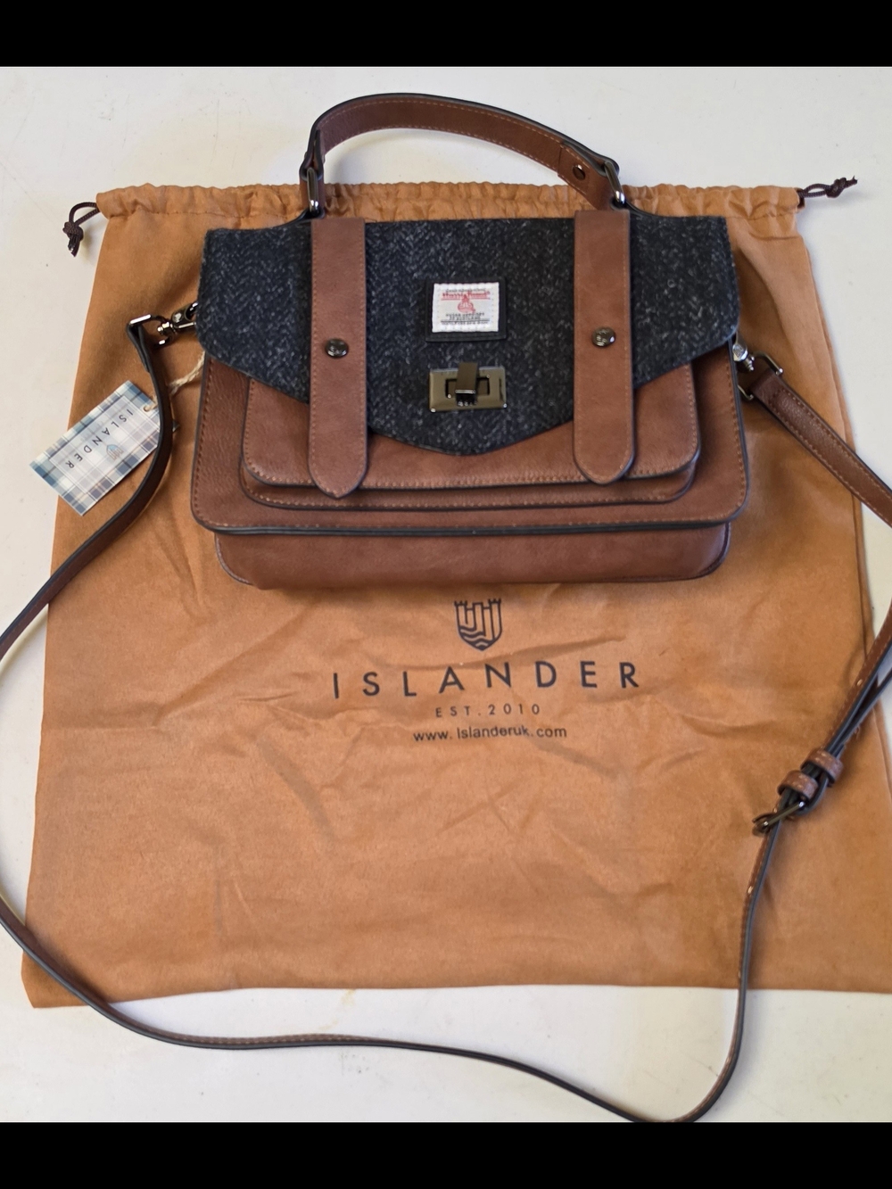 Brown & Charcoal Two-Tone Satchel